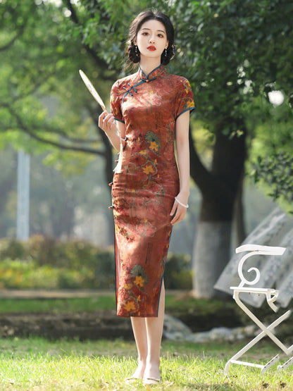 Vintage Autumn Cheongsam Dress