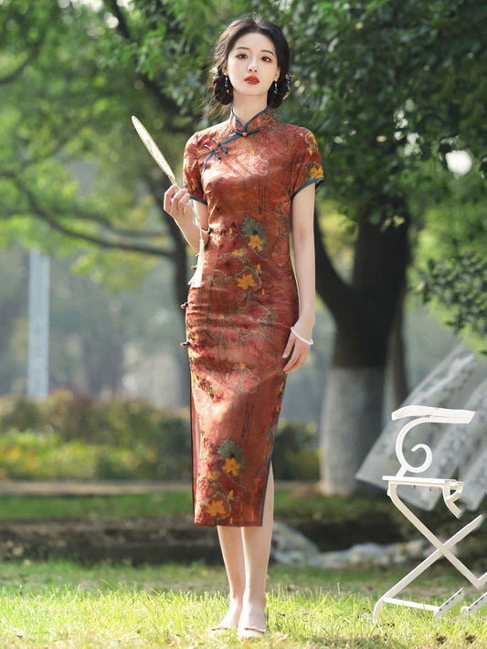 Vintage Autumn Cheongsam Dress