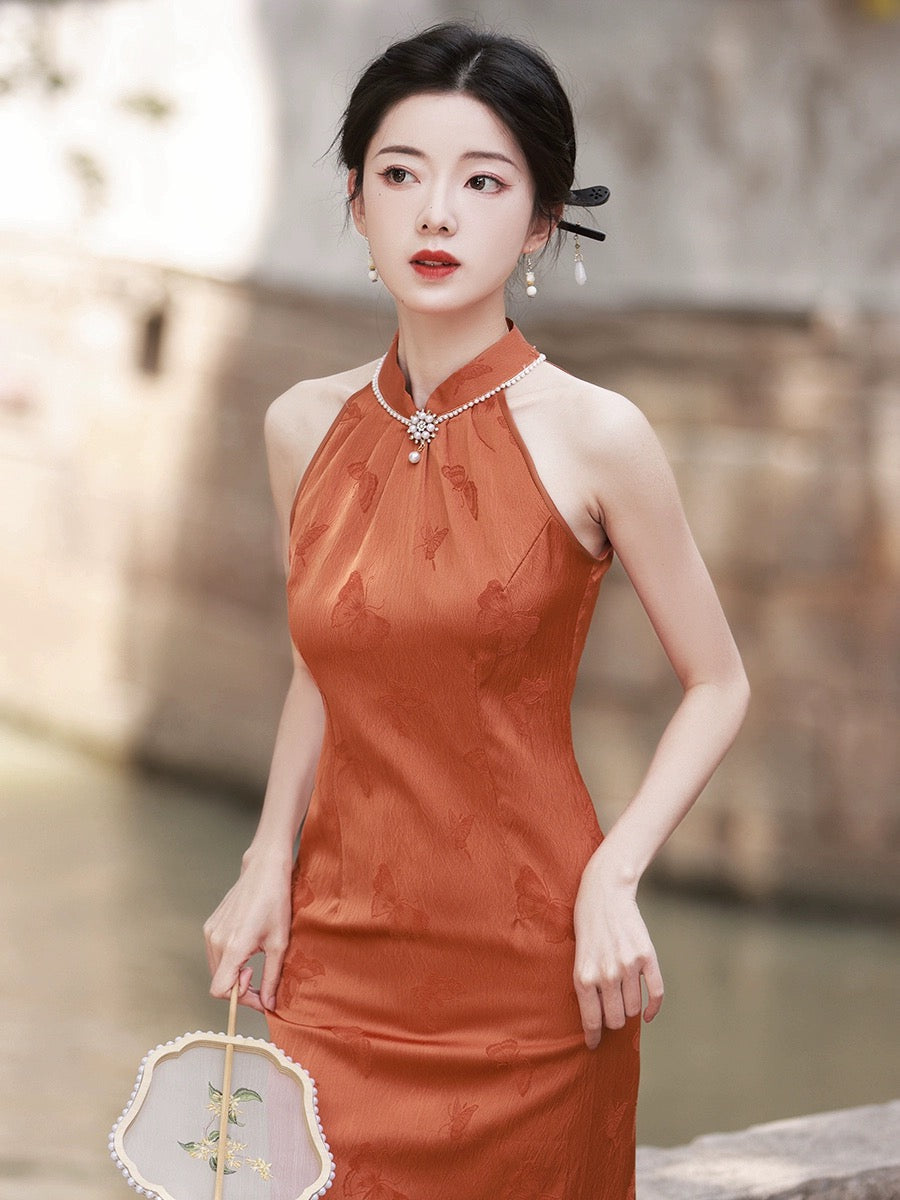 Embodies Elegance Orange Cheongsam