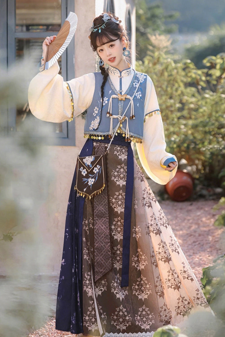 Snowfield Wind Stand Collar Embroidered Daily Hanfu Set