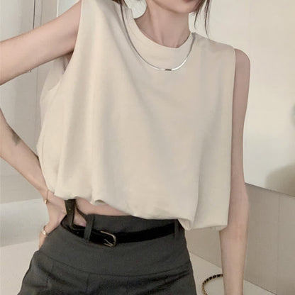 Chain Round Collar Sleeveless Crop Top Casual Cargo Pants