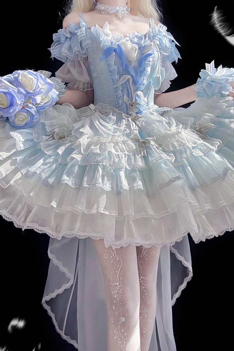 Tulip Wind Chime Multi-Layer Ruffle Bow Lace Gorgeous Lolita Jumper Dress