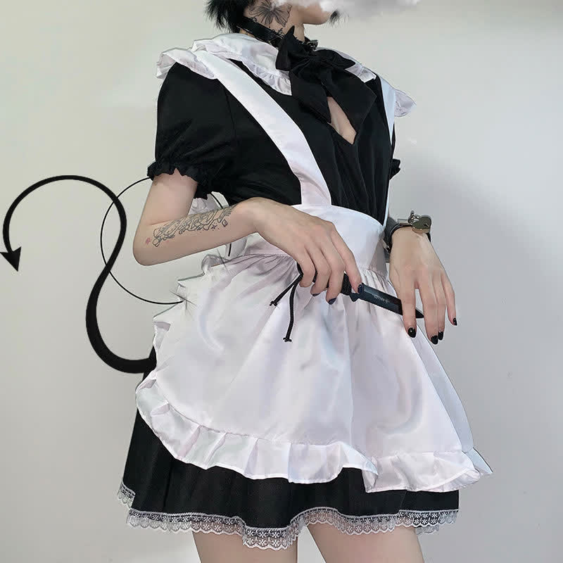 Lolita Doll Collar Kitty Hollow Out Ruffled Maid Dress