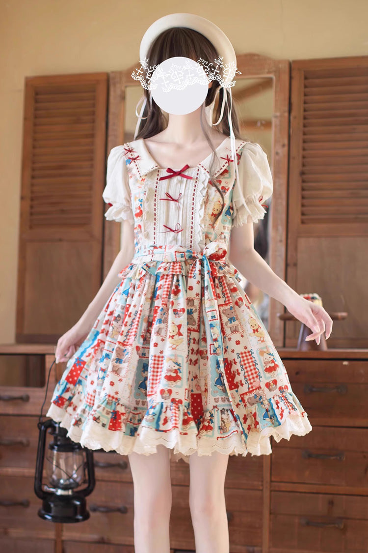 Vintage Lolita Dress with Lace and Bow Accents