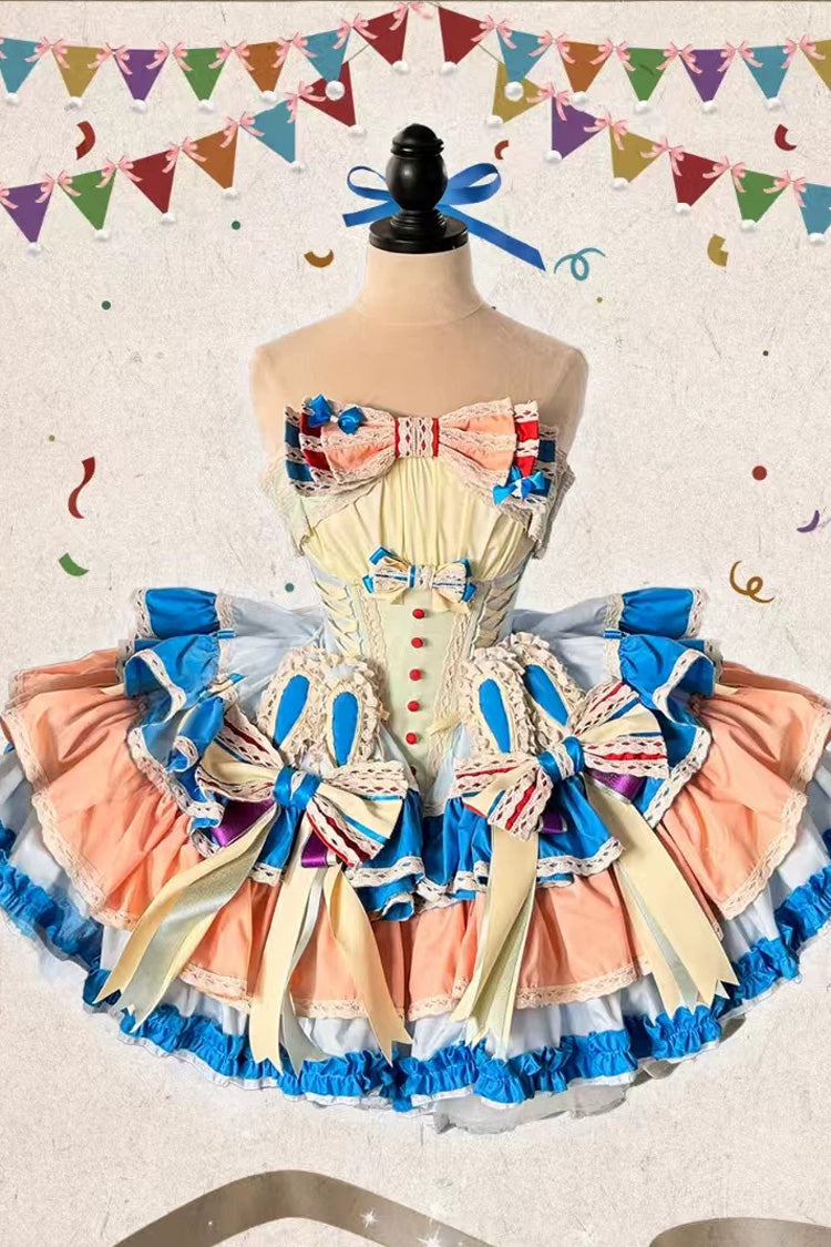 Ballet Lolita Dress with Layered Ruffles and Lace-Up