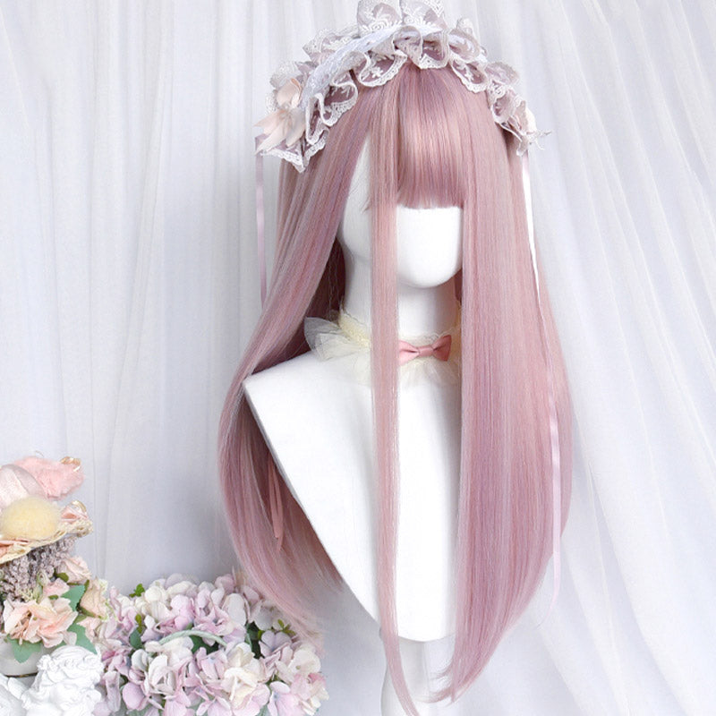 Sweet Long Straight Flower Ball Wig With Neat Bangs