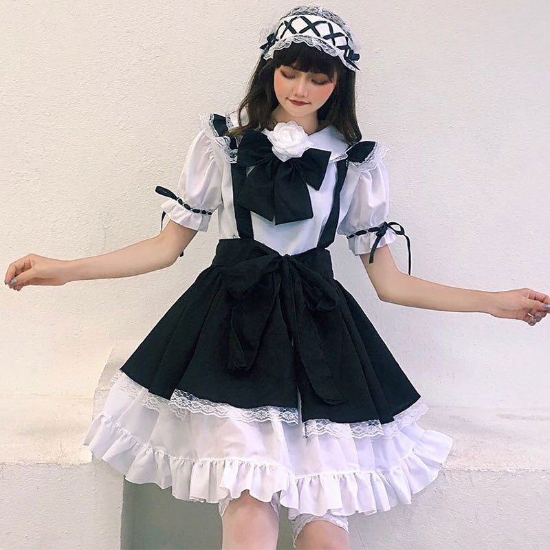 Gothic Bow Tie Lolita Maid Costume Dress