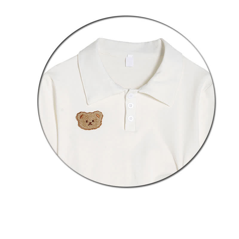 Bear Embroidery Polo T-Shirt Casual Pants