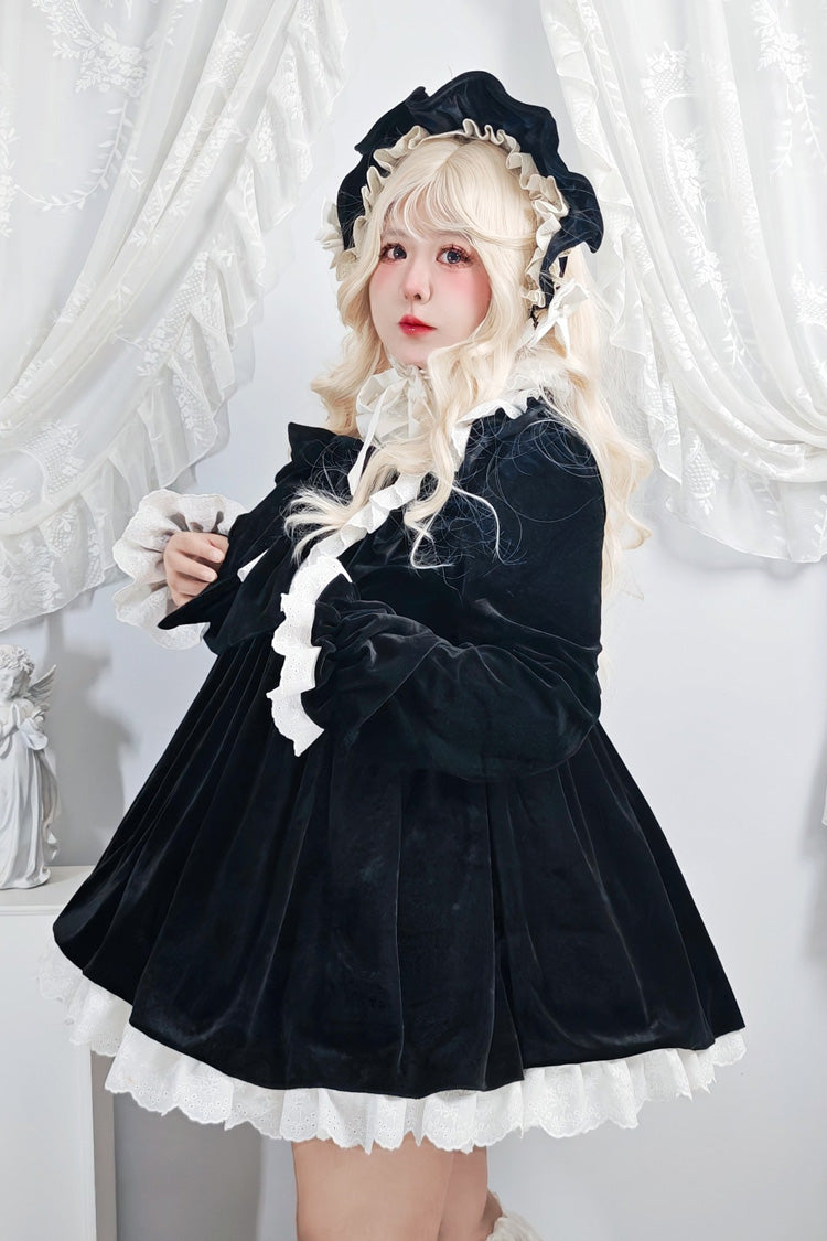 Stand Collar Long Sleeves Ruffled Bow Gothic Plus Size Lolita Dress