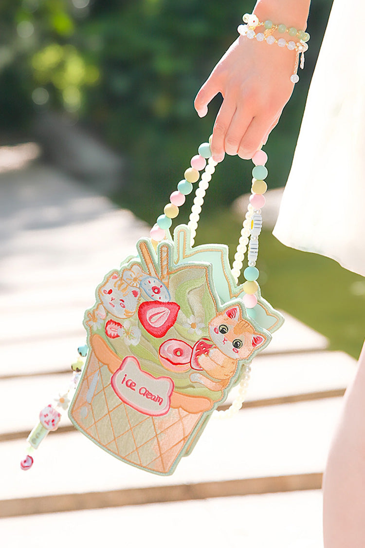 Multi-Color Ice Cream Cat Crossbody Bag