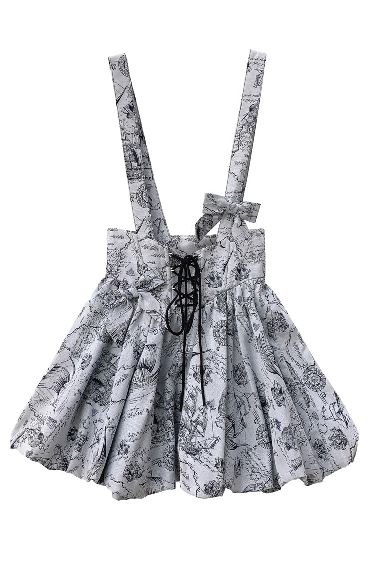 Ash Vintage Sweet Lolita Skirt with Bow and Lace-Up