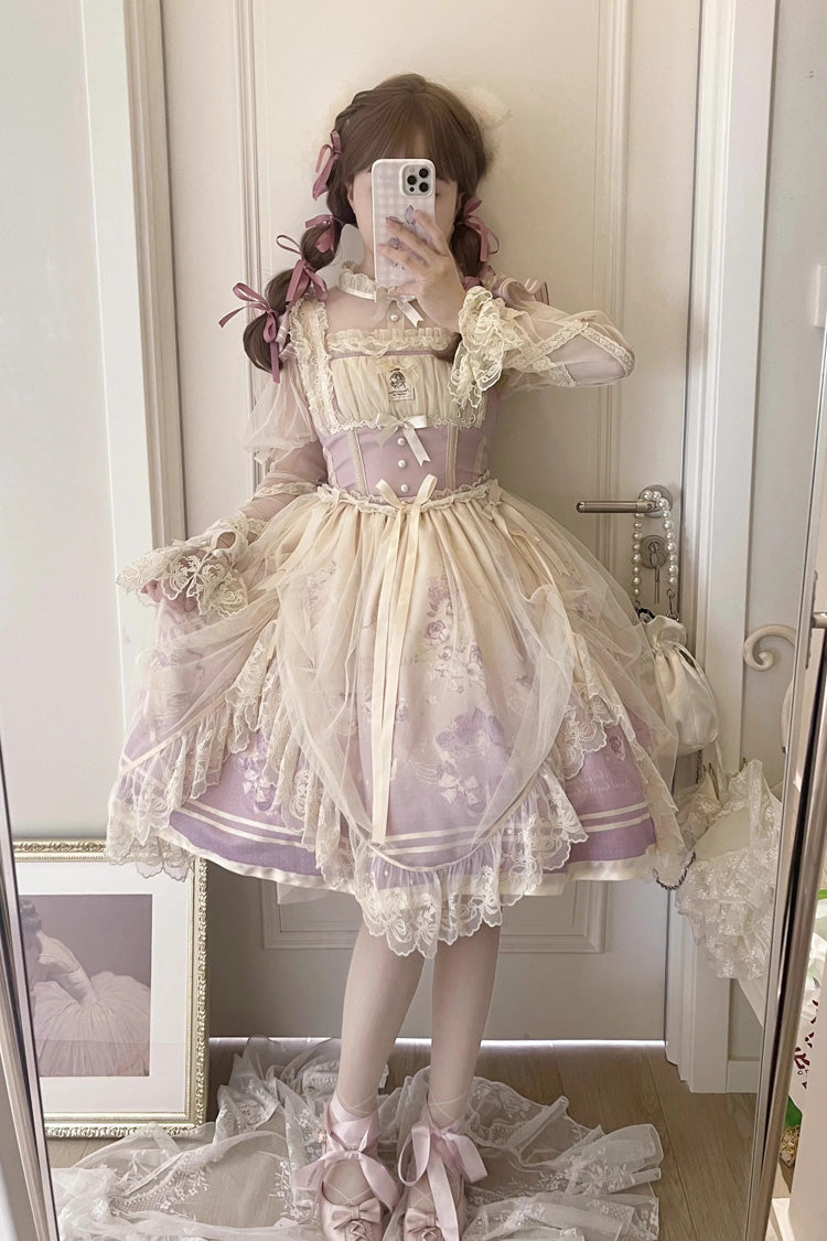 Dream Doll Sweet Lolita Ballet Rabbit Print Jsk Dress 2 Colors