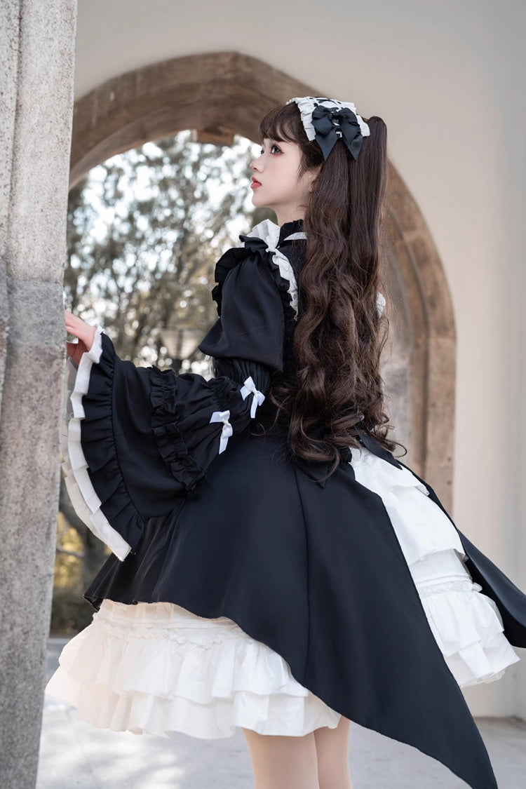 Noir Twilight Sorceress Cardigan Gown with Detachable Sleeves - Dark Lolita