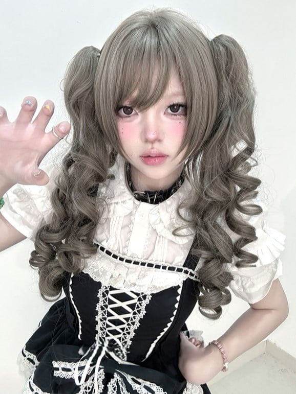 Long Claw Brown Clips Length Wig Double With Synthetic Ponytail 30CM