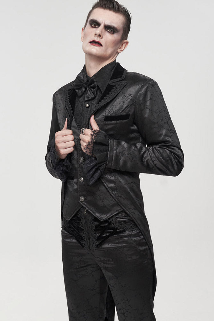 Gothic Bright Print Swallowtail Embellished Men's Coat
