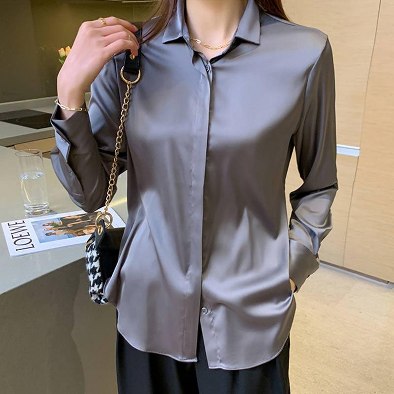 Elegant Satin Shirt Workwear