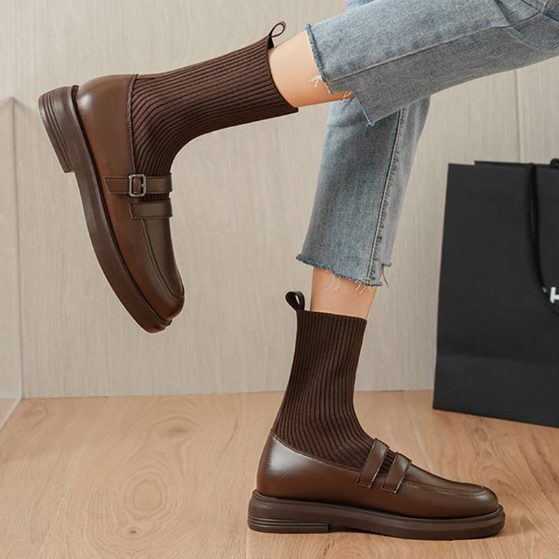 Chic Pure Color Round Toe Martin Boots