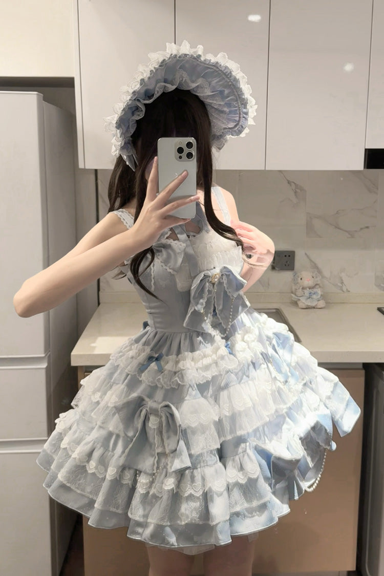 Sweetheart Doll Multi-Layer Ruffle Bow Lace Princess Gorgeous Lolita Jumper Gown