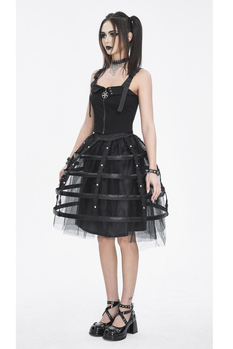 Gothic Underskirt with Lace & Cutout Details for Women