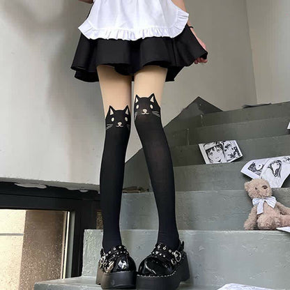 Cute Cartoon Kitty Print Lolita Stockings Tights