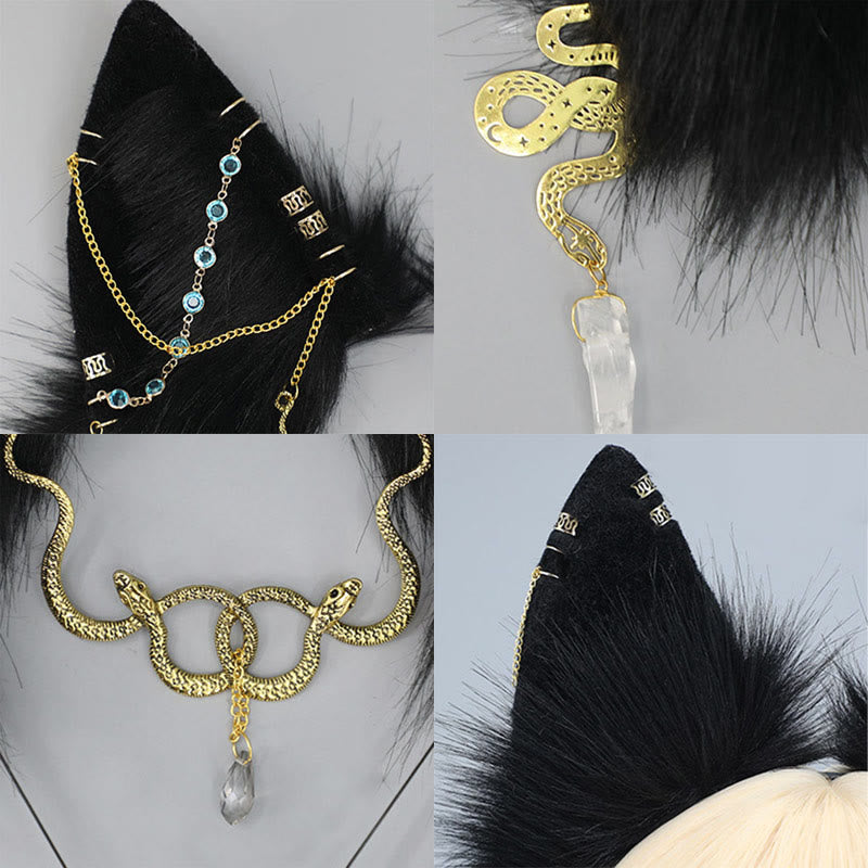 Black Snake Chain Fox Ears Furry Headband