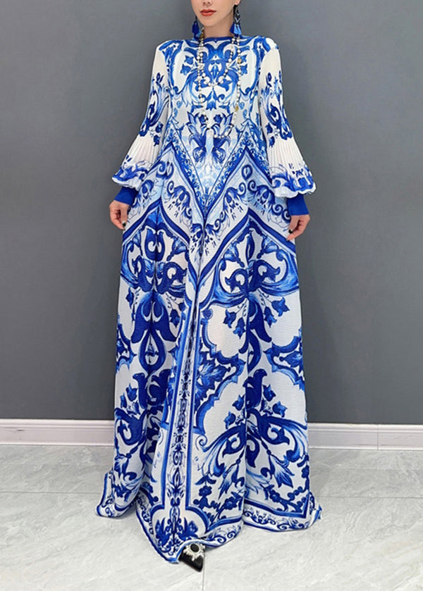 Blue Print Pleated Porcelain 2025 New Chiffon And Summer White