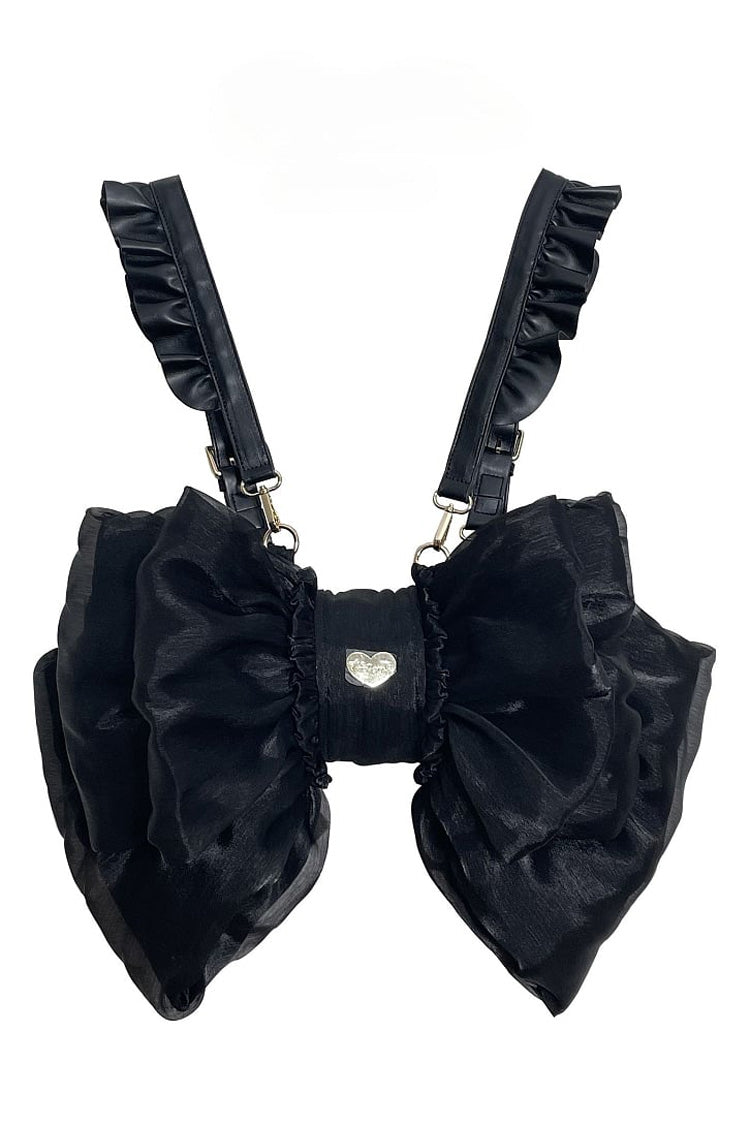 Lolita Backpack with Oversized Bowknot & Metal Heart Plate