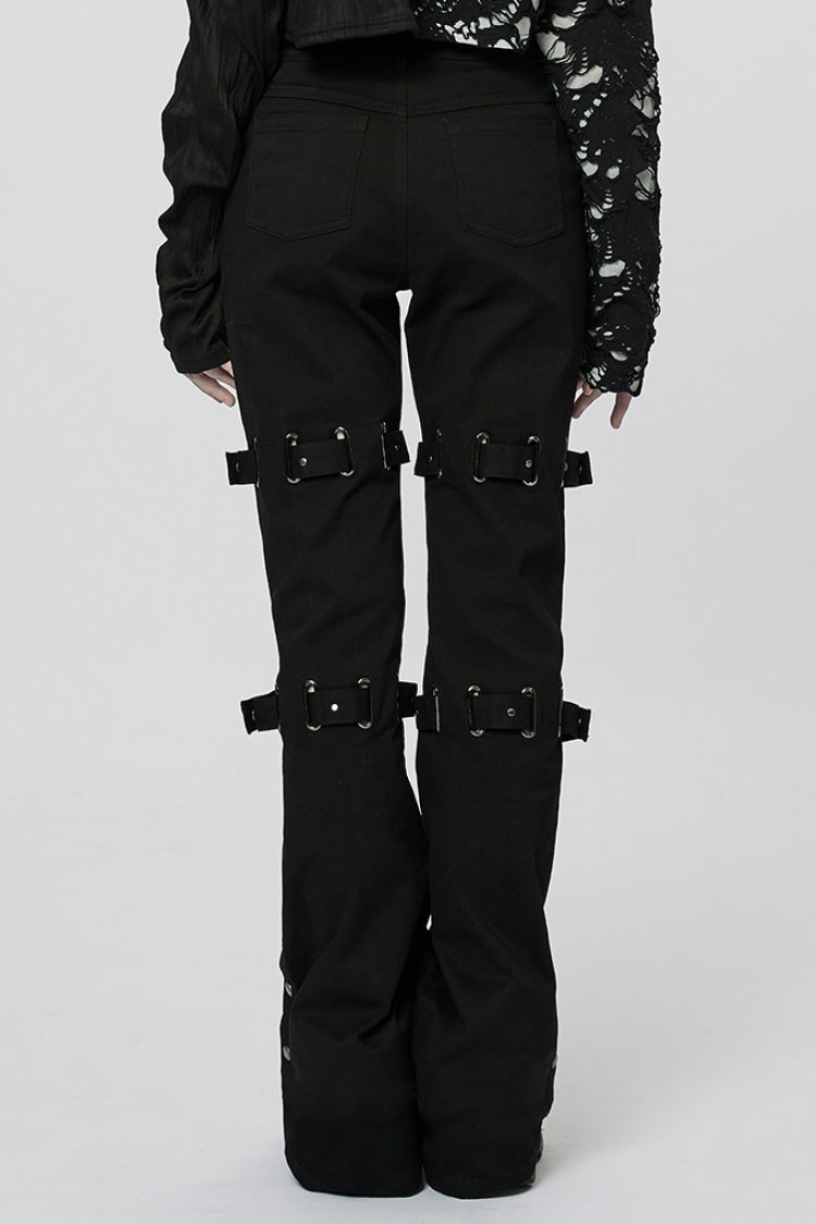 Umbra Buckle Strap Steampunk Flared Trousers for Women