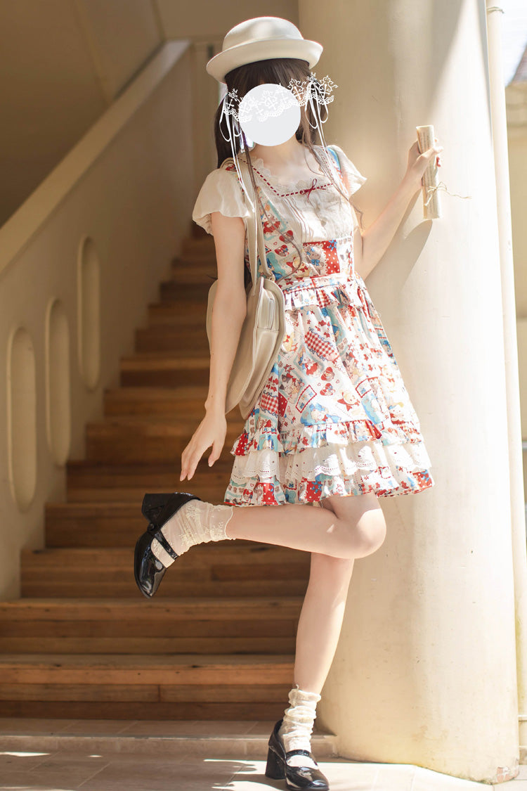 Vintage Lolita Jumper Dress with Layered Ruffles