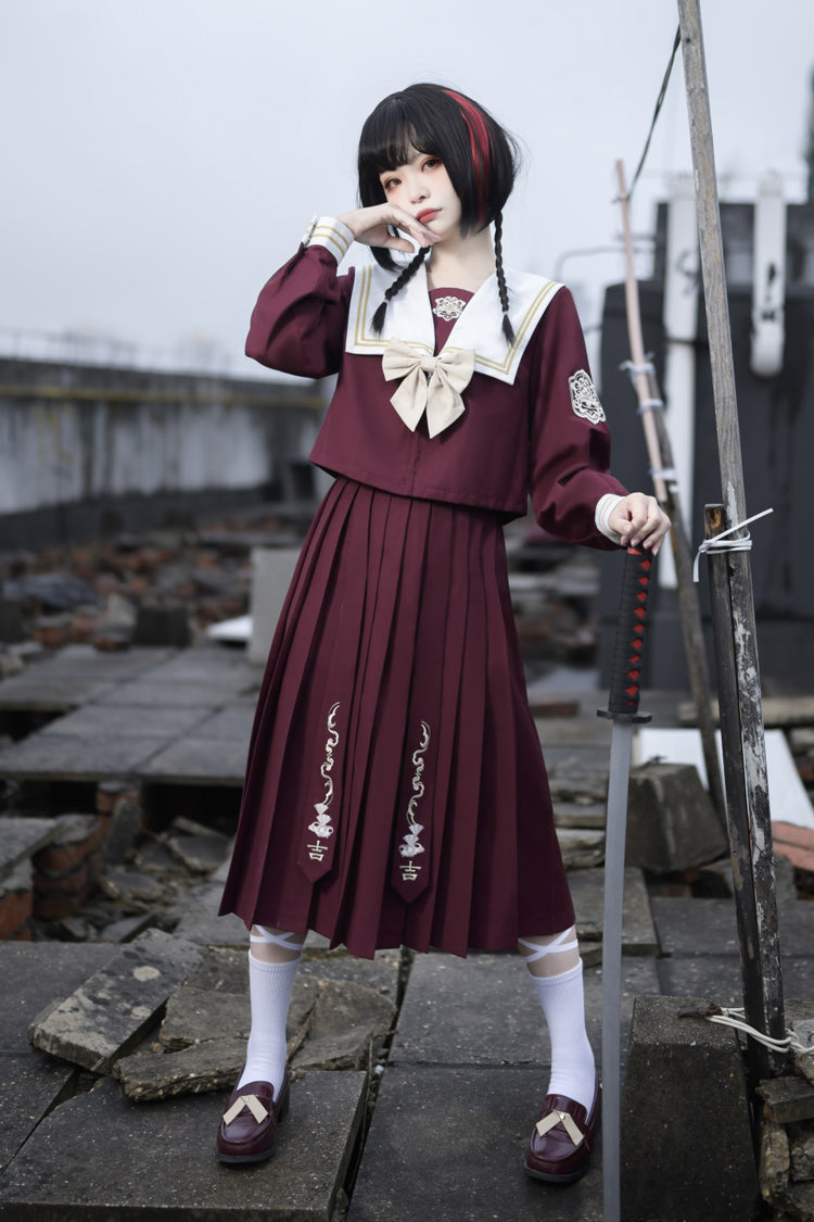 College Bowknot Sweet Lolita Skirt Set