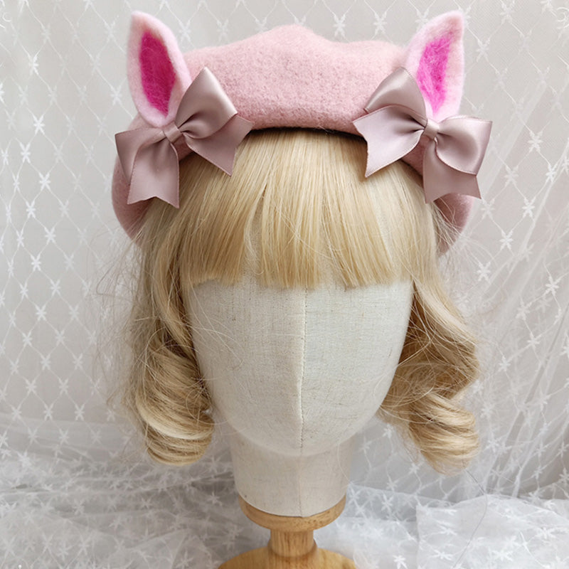 Cute Woolen Bow Beret Warm