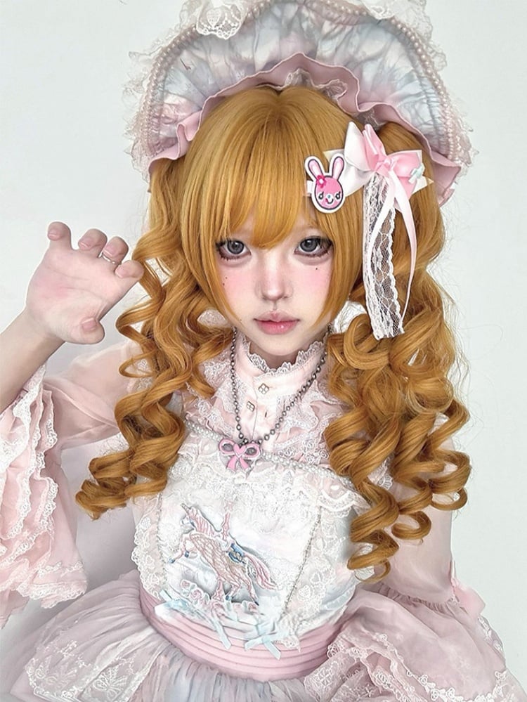 Claw Length 30CM Yellow Clips With Synthetic Ponytail Wig Double