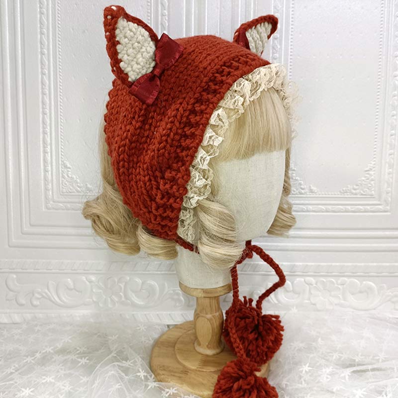 Cute Cat Ears Lace Lolita Hat Warm