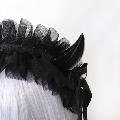 Dark Demon Horn Lace Hair Accessory