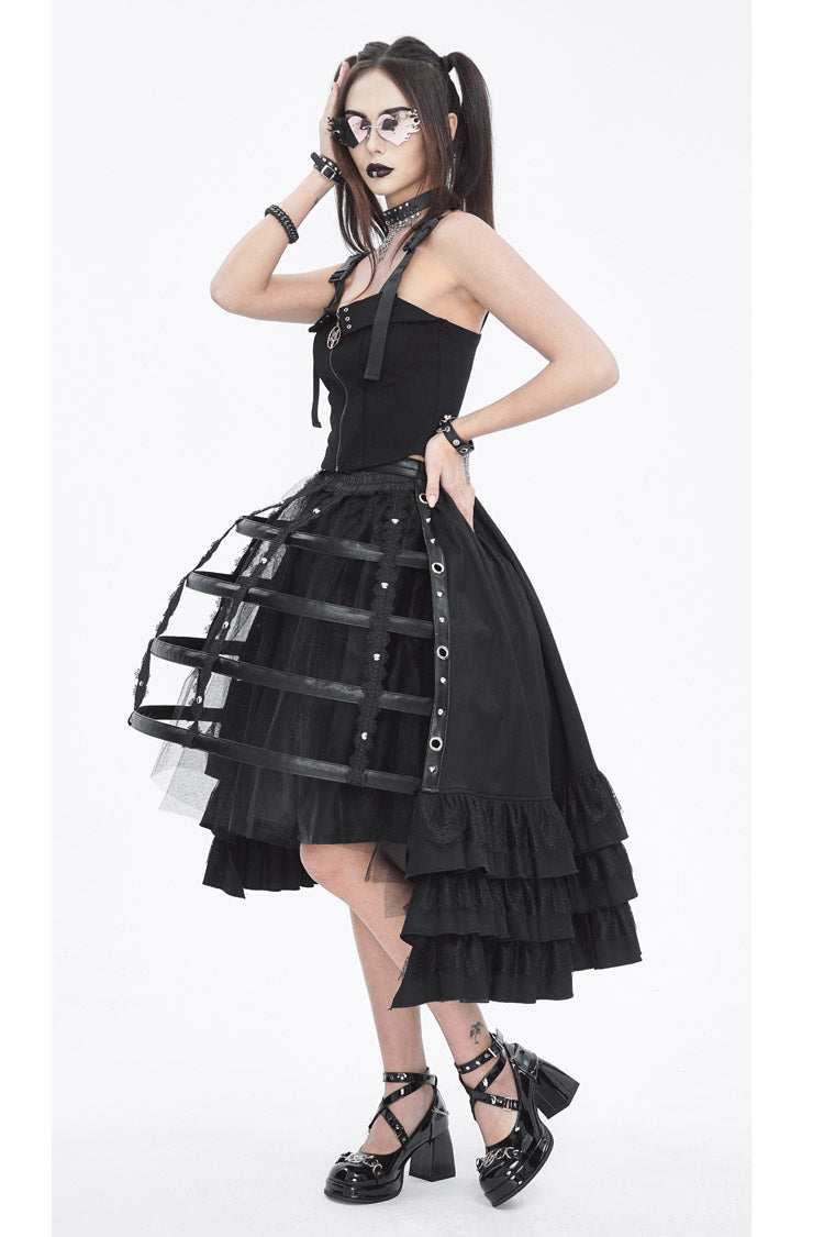 Gothic Underskirt with Lace & Cutout Details for Women