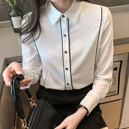 Polo Collar Blouse Workwear Shirt