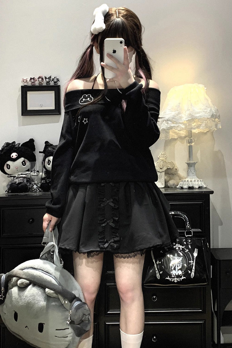 Dolls Only Ruffle Bow Lace Corset Sweet Jirai Kei Strap Dress in Four Colors
