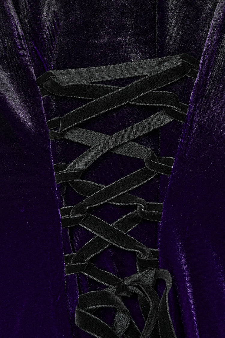 Velvet Doll Collar Gradient Embroidered Gothic Dress