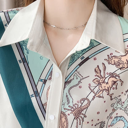 Patchwork Floral Printed Lapel Shirt