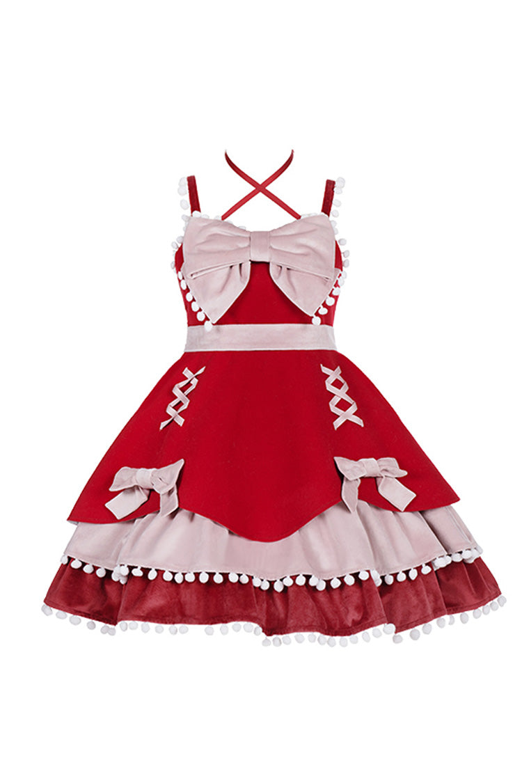 Bow-Trimmed Woolen Sweet JSK Dress with Confession Print - 5 Shades