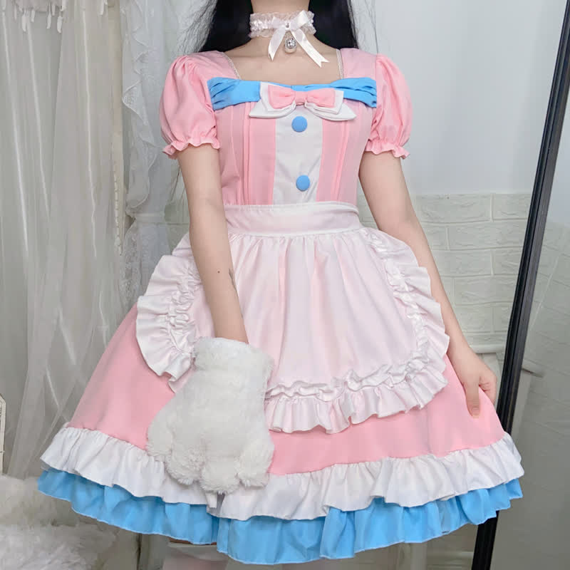 Lolita Bow Knot Ruffled Maid Dress