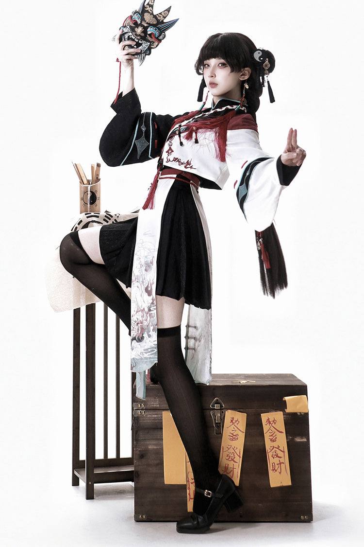 Walking With Demon Asymmetric Gothic Chinese Ouji Skirt