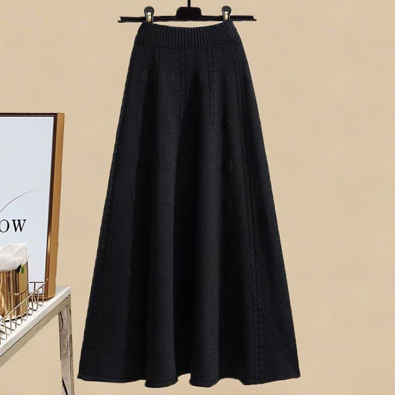 Pills Decor Cable Knit Sweater Skirt Set