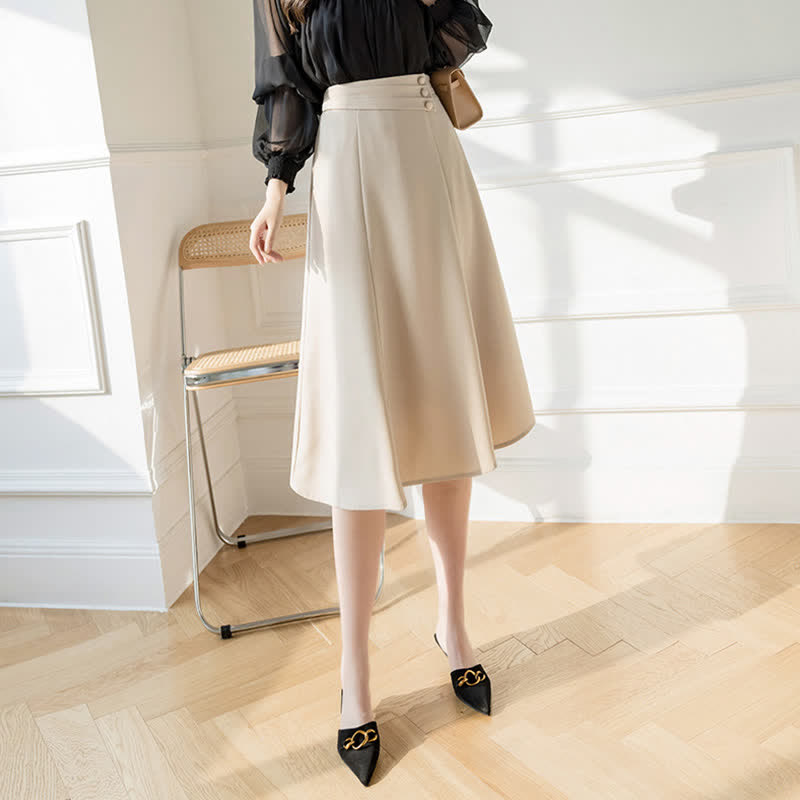 Elegant Button Front Skirt