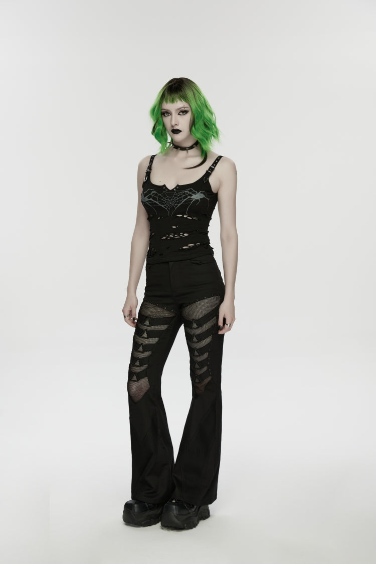 Noir Punk Bottoms with Slim Fit and Eyelet Trim