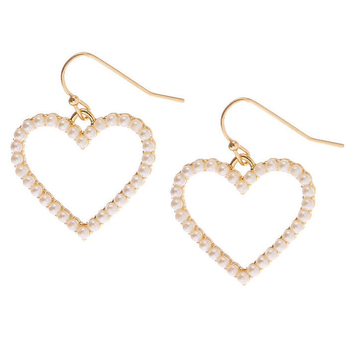 Hearts Pearl Hoops Earrings