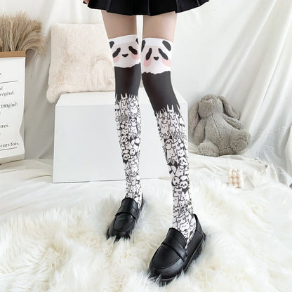 Cute Panda Pattern Print Lolita Stockings