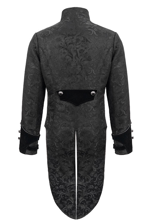 Men's Gothic Coat with Bird Patchwork & Swallowtail Silhouette