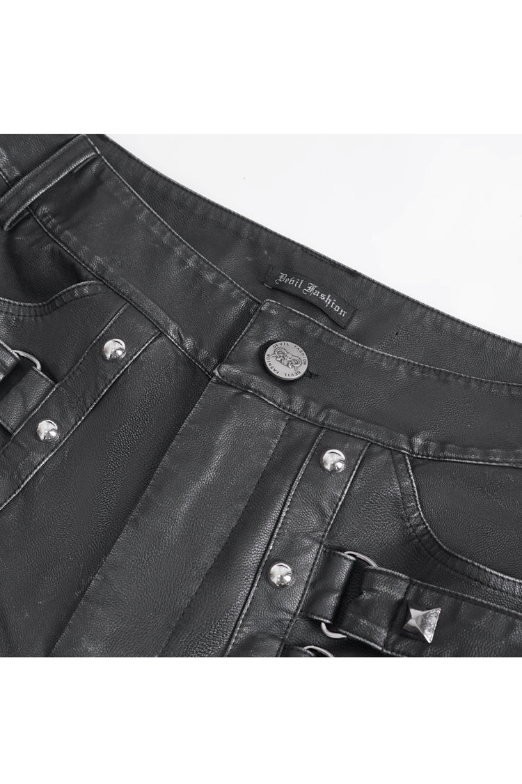 Men's Gothic Pants with Large Pocket & Faux Leather Finish