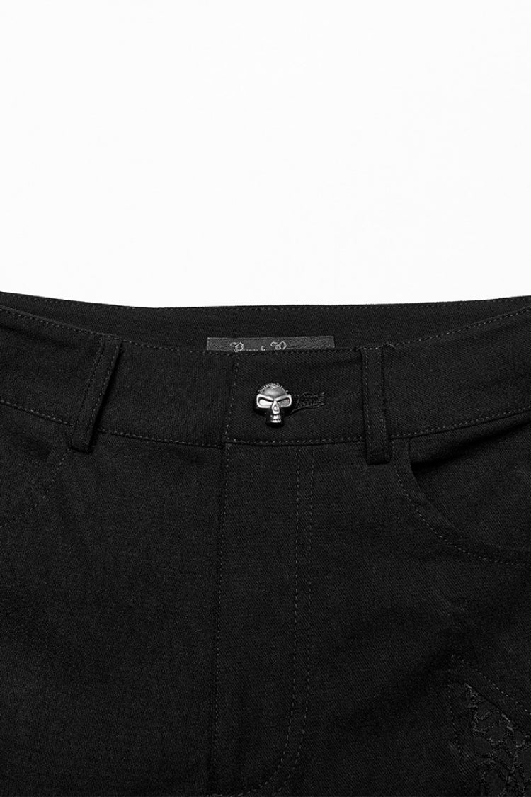 Gothic Leggings with Mesh Panels, Buckle Straps & Stitched Cutout Design